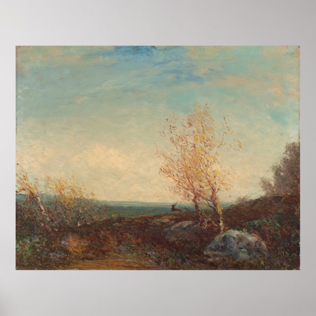 Cerf Dans La Forêt De Fontainebleau Félix Ziem Poster (Vorne)