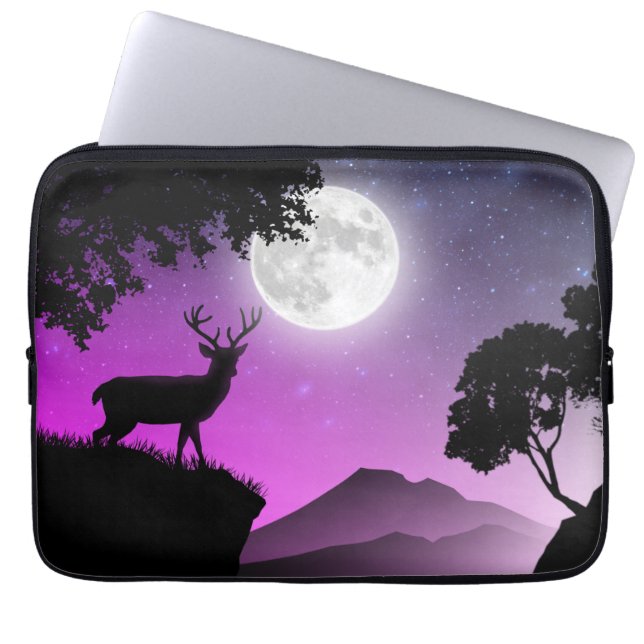 Cerf sous la lune violet laptopschutzhülle (Vorderseite)