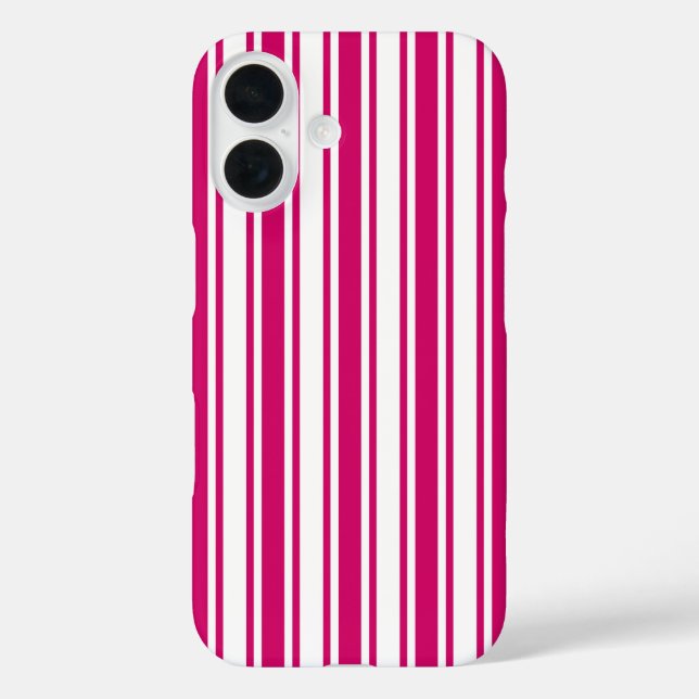 Cerise and white candy stripes Case-Mate iPhone hülle (Rückseite)