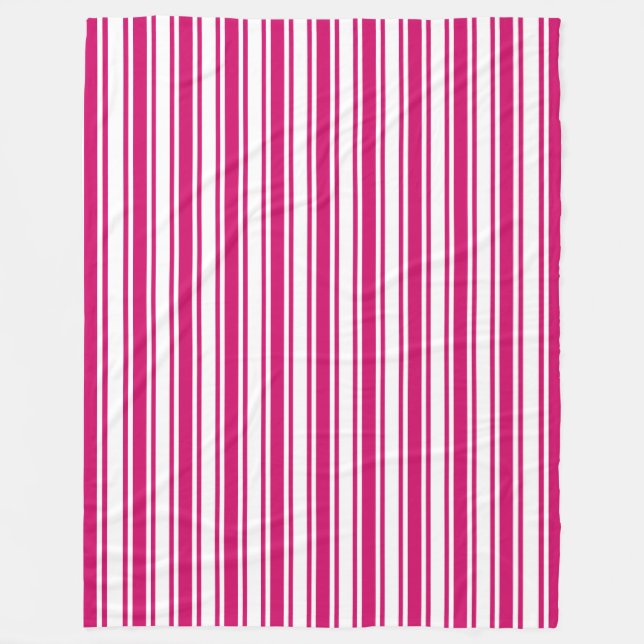 Cerise and white candy stripes fleecedecke (Vorderseite)