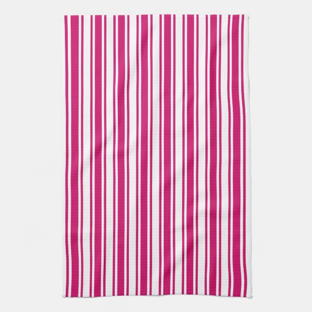 Cerise and white candy stripes geschirrtuch (Vertikal)