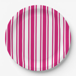 Cerise and white candy stripes pappteller
