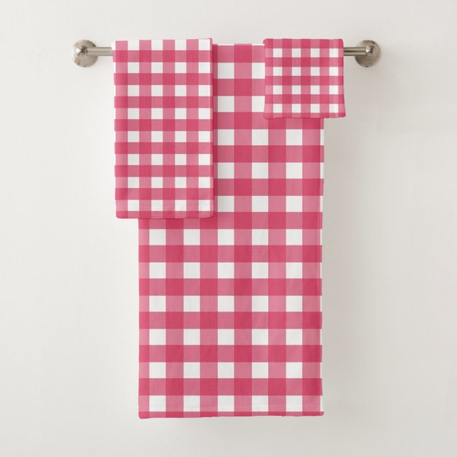 Cerise Gingham Badhandtuch Set (Insitu)