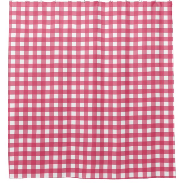 Cerise Gingham Duschvorhang (Vorderseite)