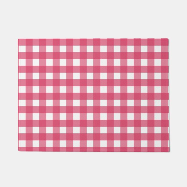 Cerise Gingham Fußmatte (Vorderseite)