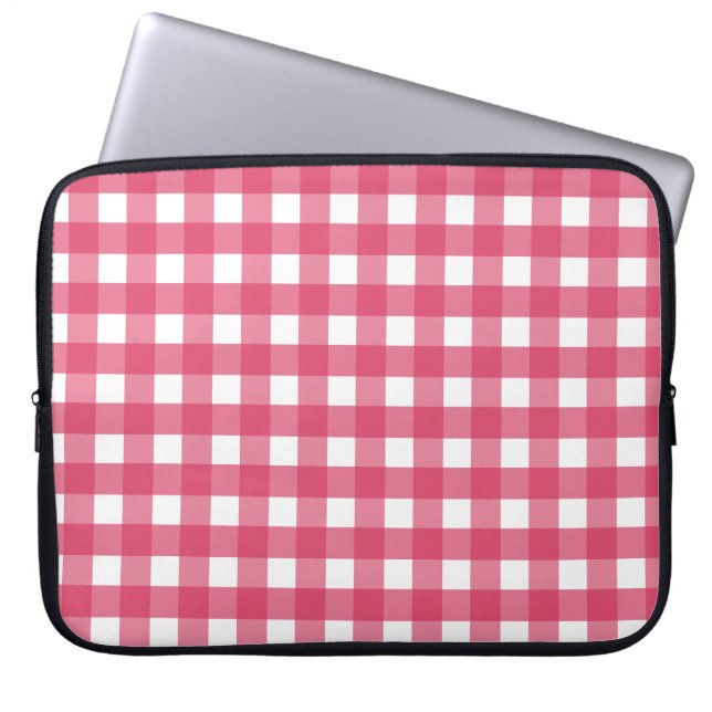 Cerise Gingham Laptopschutzhülle (Vorderseite)