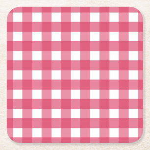 Cerise Gingham Rechteckiger Pappuntersetzer