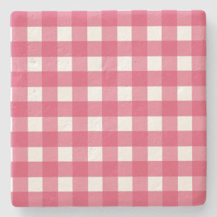 Cerise Gingham Steinuntersetzer