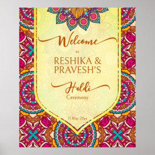 Cerise mandala rangoli Joint haldi Begrüßungszeich Poster