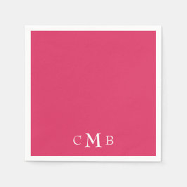 Cerise Monogram Wedding Cocktail Serviette