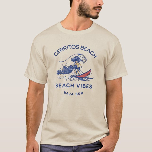 Cerritos Beach Mexico Beach Vibes Surfer T-Shirt (Vorderseite)