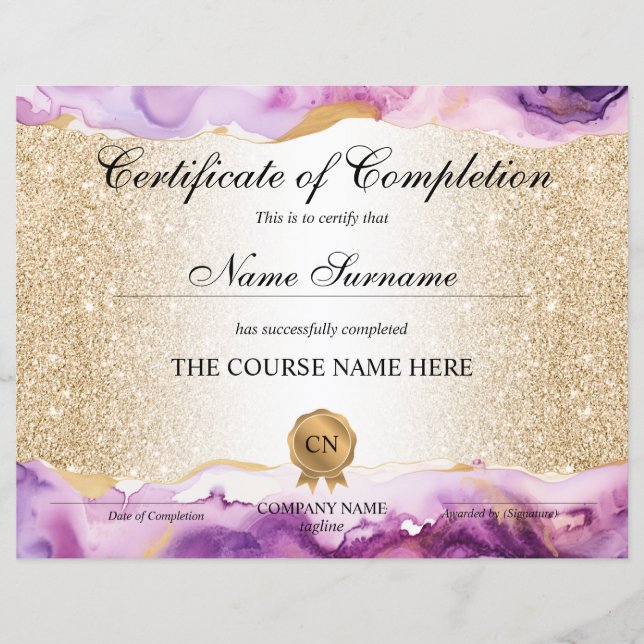 Certificate of Completion Award Course Beauty (Vorderseite)