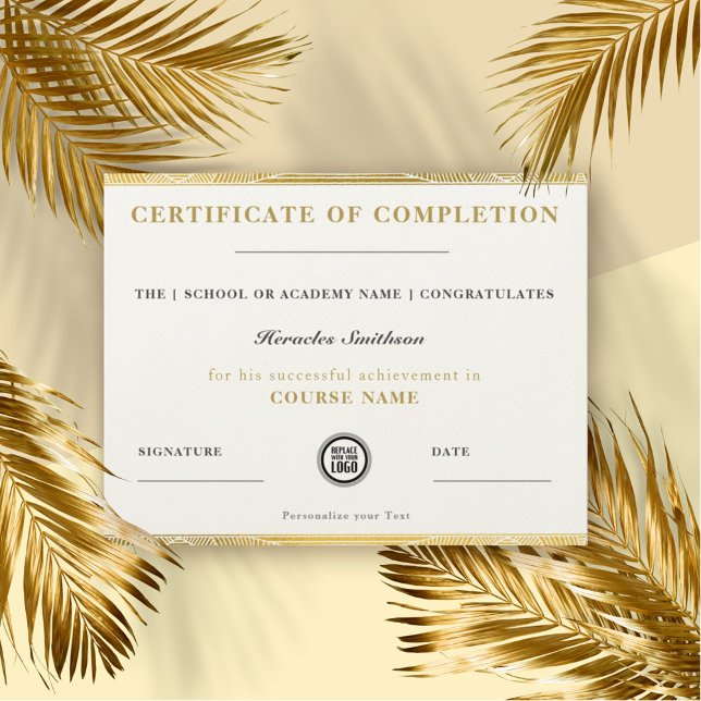 Certificate of Completion Gold Modern Elegant Chic (Von Creator hochgeladen)