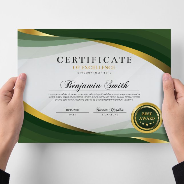Certificate of Excellence Green & Gold Award (Von Creator hochgeladen)