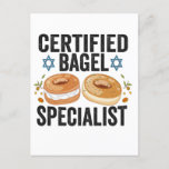 Certified Bagel Specialist Funny Jewish Hanukkah Postkarte<br><div class="desc">hanukkah,  passover, jiddisch, chanukah, jüdisch, menorah, jew, gift, Geburtstag, Bagel</div>