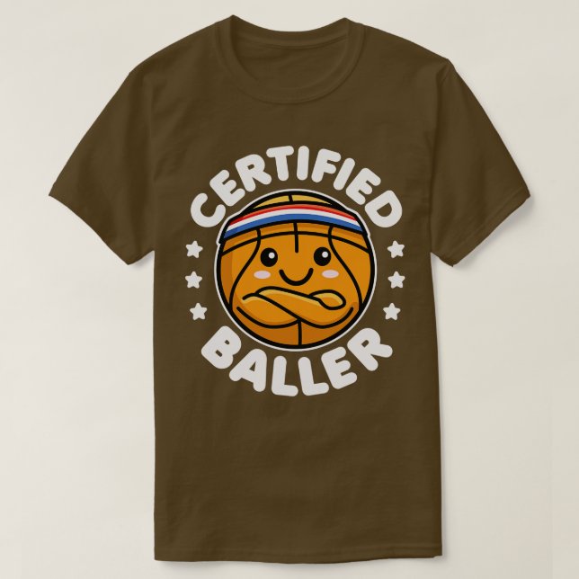 Certified Baller Niedlich Kawaii Basketball Design T-Shirt (Design vorne)