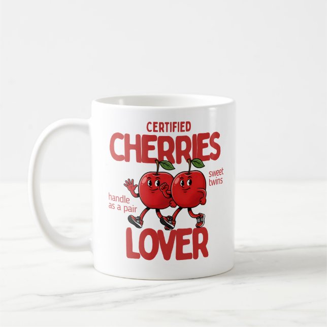 Certified Cherries Lover Mug Sweet Twins Gift Kaffeetasse (Links)