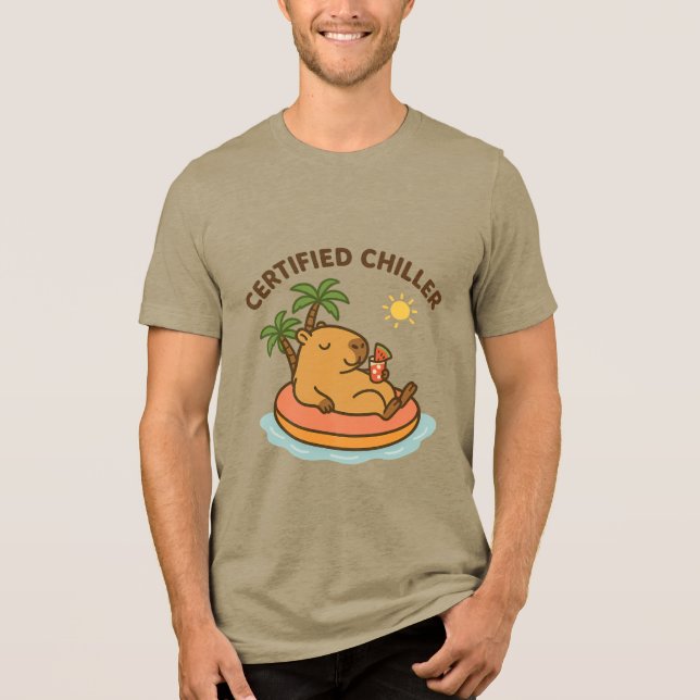 Certified Chiller - Niedlicher Summer Capybara T - Tri-Blend Shirt (Vorderseite)