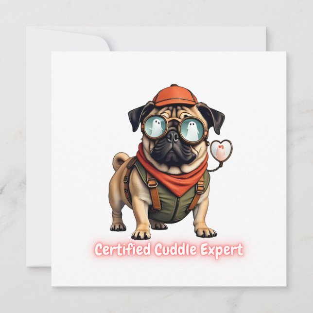 Certified Cuddle Expert Invitation Postcard Einladung (Vorderseite)