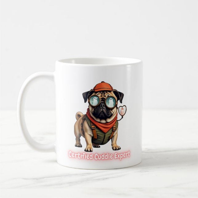 Certified Cuddle Expert Mug – Funny Pug Lover  Kaffeetasse (Links)