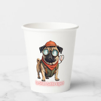 Certified Cuddle Expert Paper Cup – Cute Pug Party Pappbecher