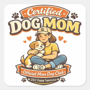 Certified Dog Mom Club Süßer Welpen Aufkleber