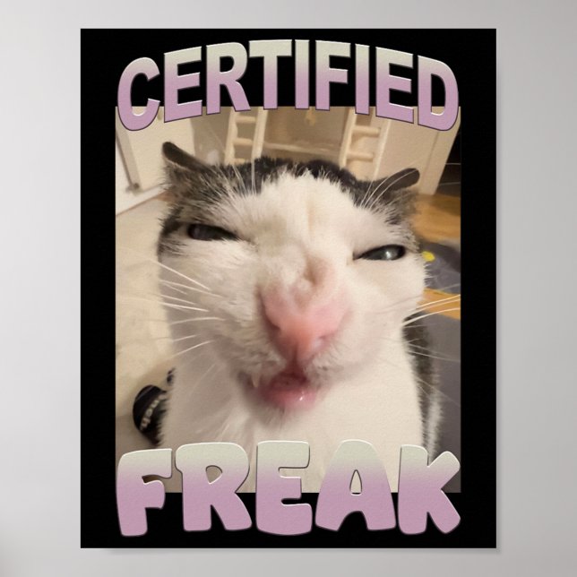 Certified Freak Cat Meme Funny Pet Spaß Poster (Vorne)