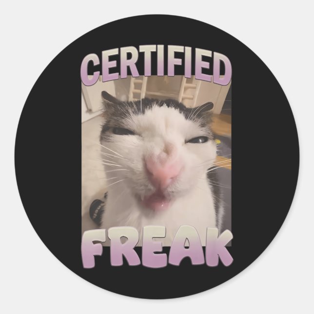 Certified Freak Cat Meme Meme Offensive Memes Funn Runder Aufkleber (Vorderseite)