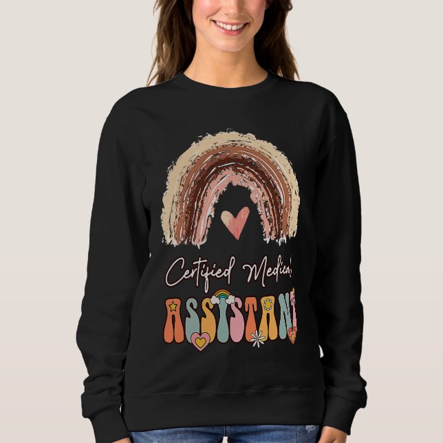 Certified Medical Assistant CMA Groovy Retro Rainb Sweatshirt (Vorderseite)