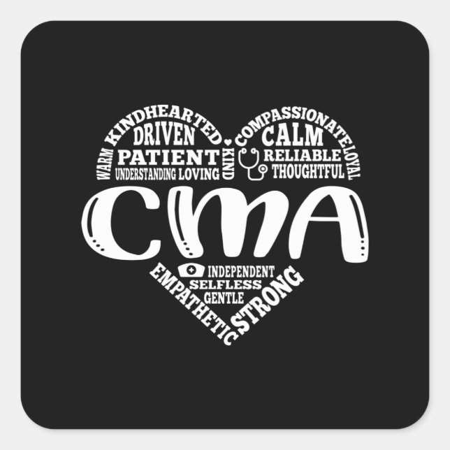 Certified Medical Assistant, CMA Quadratischer Aufkleber (Vorderseite)