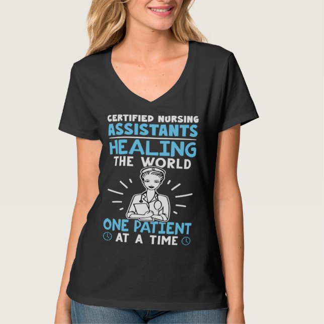 Certified Nursing Assistants Healing the World T-Shirt (Vorderseite)