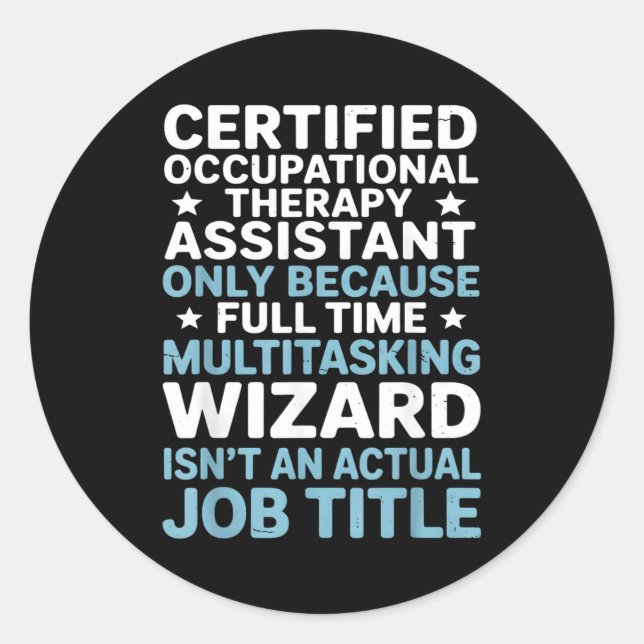 Certified Occupational Therapy Istant Cota Therast Runder Aufkleber (Vorderseite)