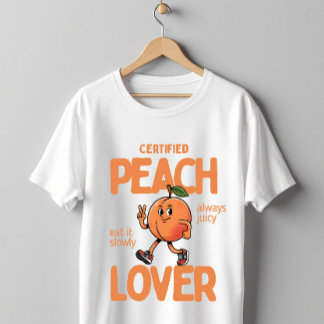 Certified Peach Lover Cute Funny Fruit Design T-Shirt