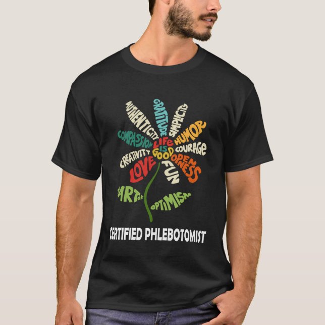 Certified Phlebotomist Flower Blood Venipuncture P T-Shirt (Vorderseite)