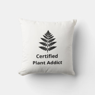 Certified Plant Addict Logo with Black Fern Silhou Kissen