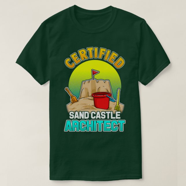 Certified Sand Castle Architect Summer Beach T-Shirt (Design vorne)