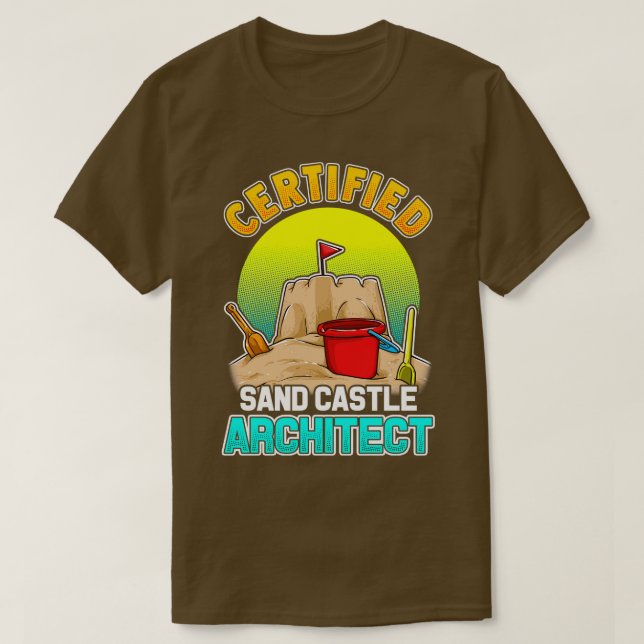 Certified Sand Castle Architect Summer Beach T-Shirt (Design vorne)