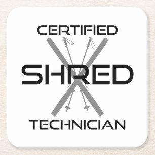 Certified Shred Technician Skiing Rechteckiger Pappuntersetzer
