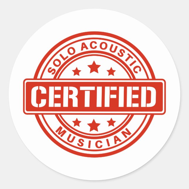Certified Solo Acoustic Musician Emblem Aufkleber (Vorderseite)