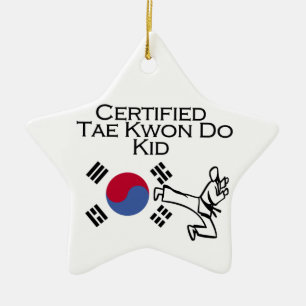 Certified Tae Kwon Do Kid Keramik Ornament