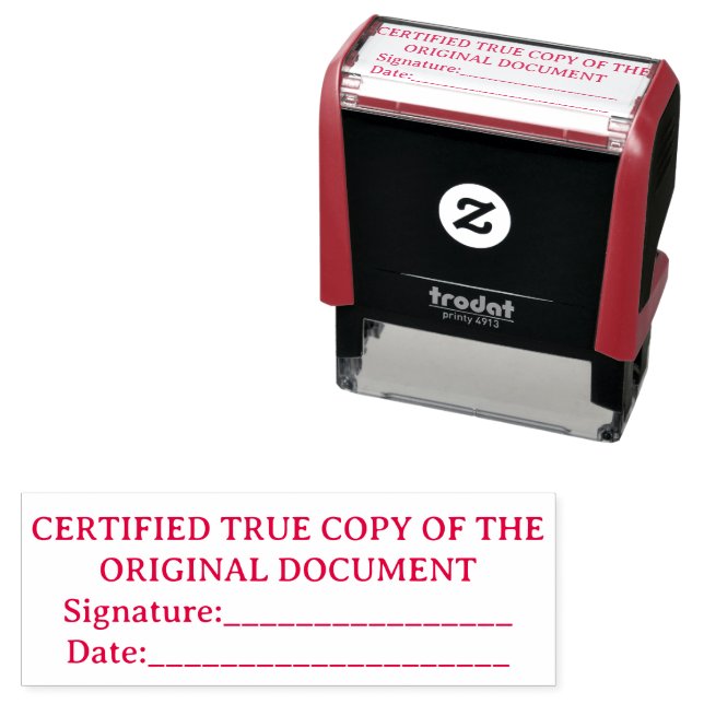 Certified True Copy Signature & Date Permastempel (Beispiel)