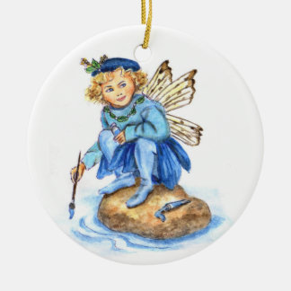 Cerulean Blau-Farben-Elf JL Biel Keramik Ornament