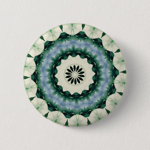 Cerulean Blau und grüne Mandala Sacramentos Button