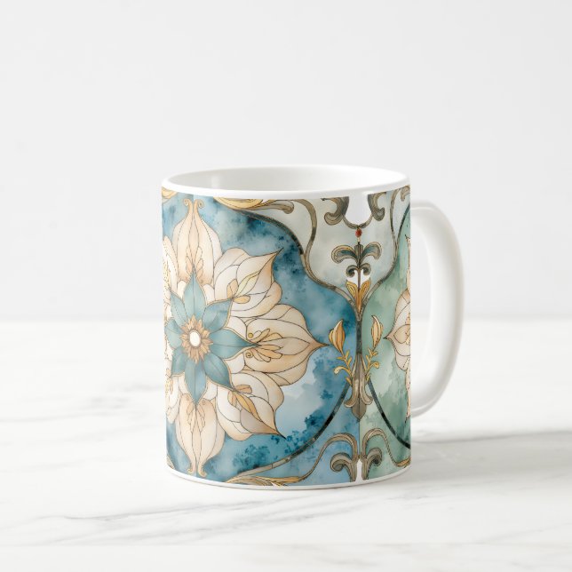 Cerulean Bloom Tapestry Kaffeetasse (VorderseiteRechts)