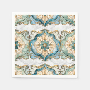 Cerulean Bloom Tapestry Party Cocktail Serviette