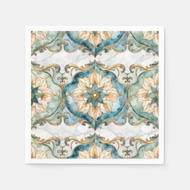 Cerulean Bloom Tapestry Party Cocktail Serviette (Vorderseite)