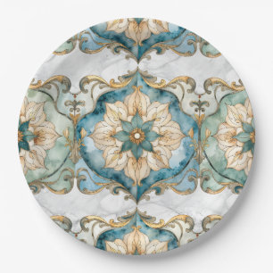 Cerulean Bloom Tapestry Party Papierplatten Pappteller