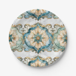 Cerulean Bloom Tapestry Party Papierplatten Pappteller