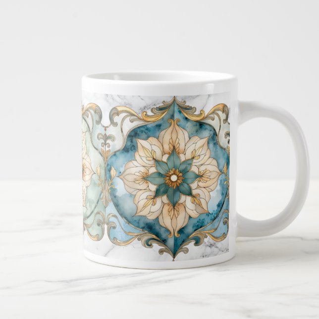 Cerulean Bloom Teppich Riesen-Kaffeetasse Jumbo-Tasse (Rechts)
