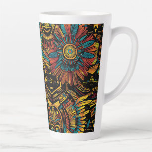 Cerulean Blue "Aztec Dream" Tall Latte Tasse